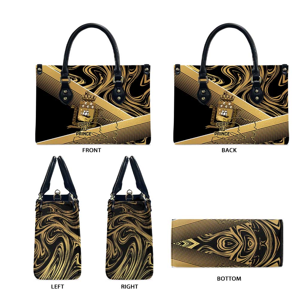 Port-au-Prince Afro-Haitians Leather Bag Ayiti Map Pòtoprens Gold Color - Wonder Print Shop