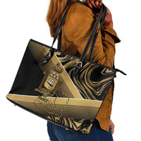 Port-au-Prince Afro-Haitians Leather Tote Bag Ayiti Map Pòtoprens Gold Color - Wonder Print Shop
