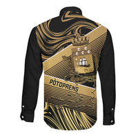 Port-au-Prince Afro-Haitians Long Sleeve Button Shirt Ayiti Map Pòtoprens Gold Color - Wonder Print Shop