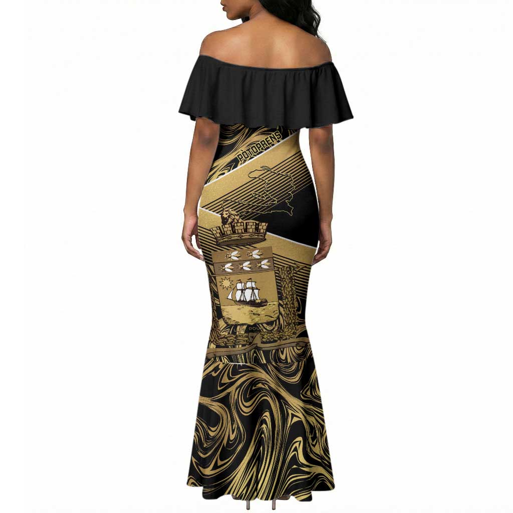 Port-au-Prince Afro-Haitians Mermaid Dress Ayiti Map Pòtoprens Gold Color LT14