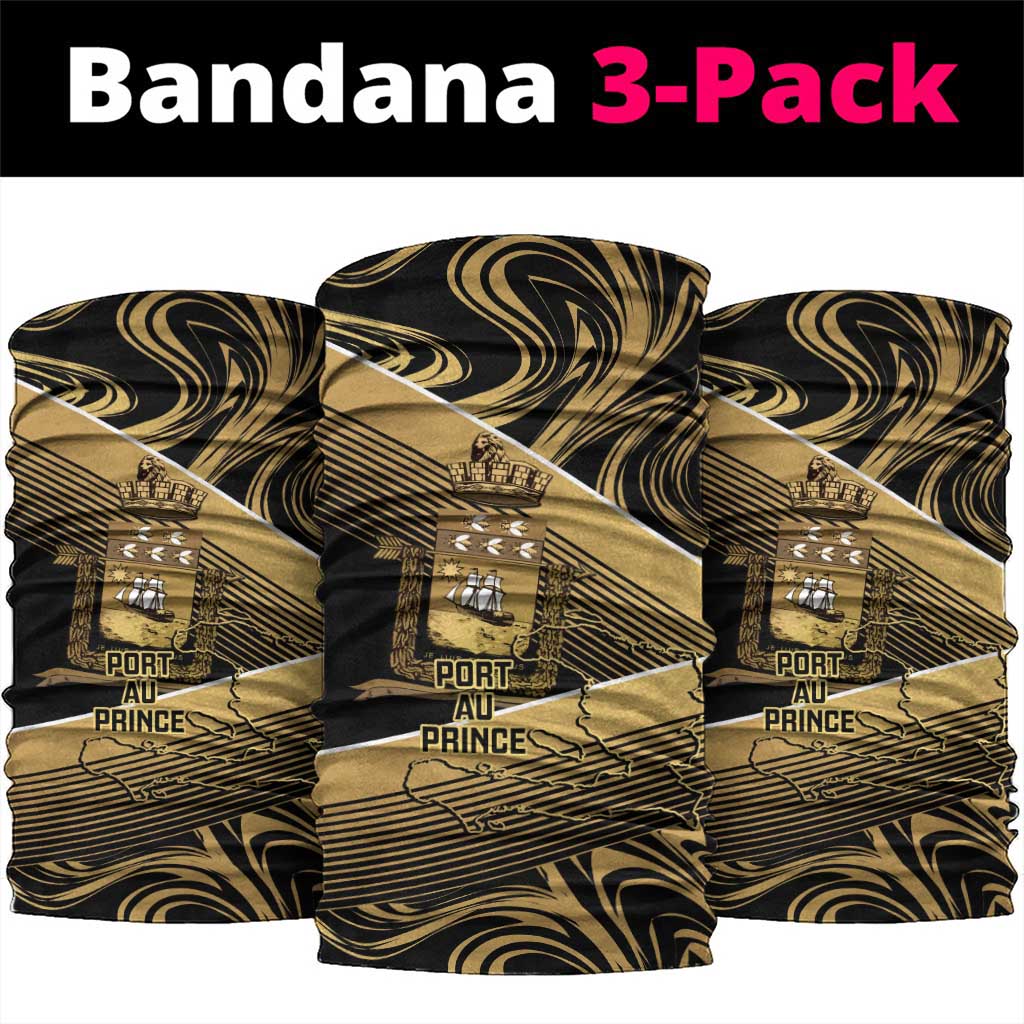 Port-au-Prince Afro-Haitians Neck Gaiter Ayiti Map Pòtoprens Gold Color - Wonder Print Shop