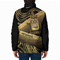 Port-au-Prince Afro-Haitians Padded Jacket Ayiti Map Pòtoprens Gold Color - Wonder Print Shop