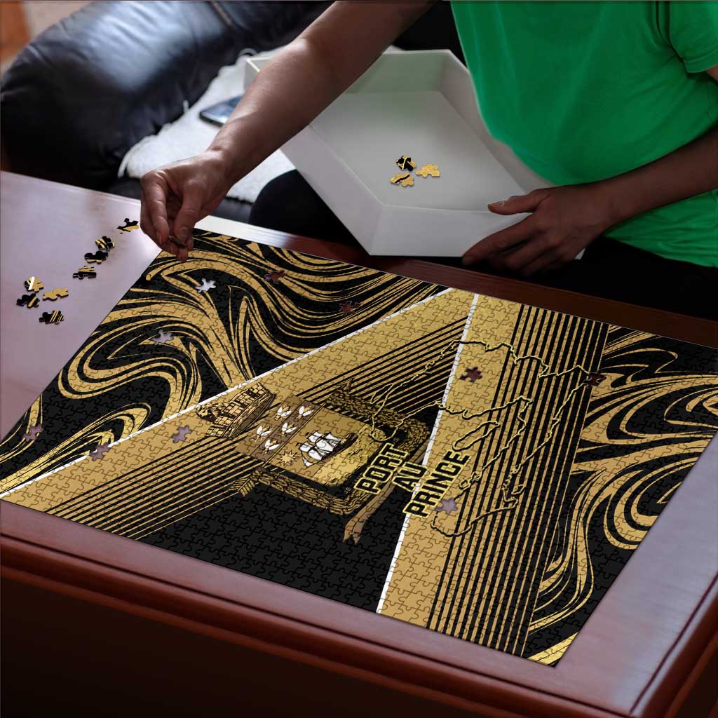 Port-au-Prince Afro-Haitians Puzzle Ayiti Map Pòtoprens Gold Color - Wonder Print Shop