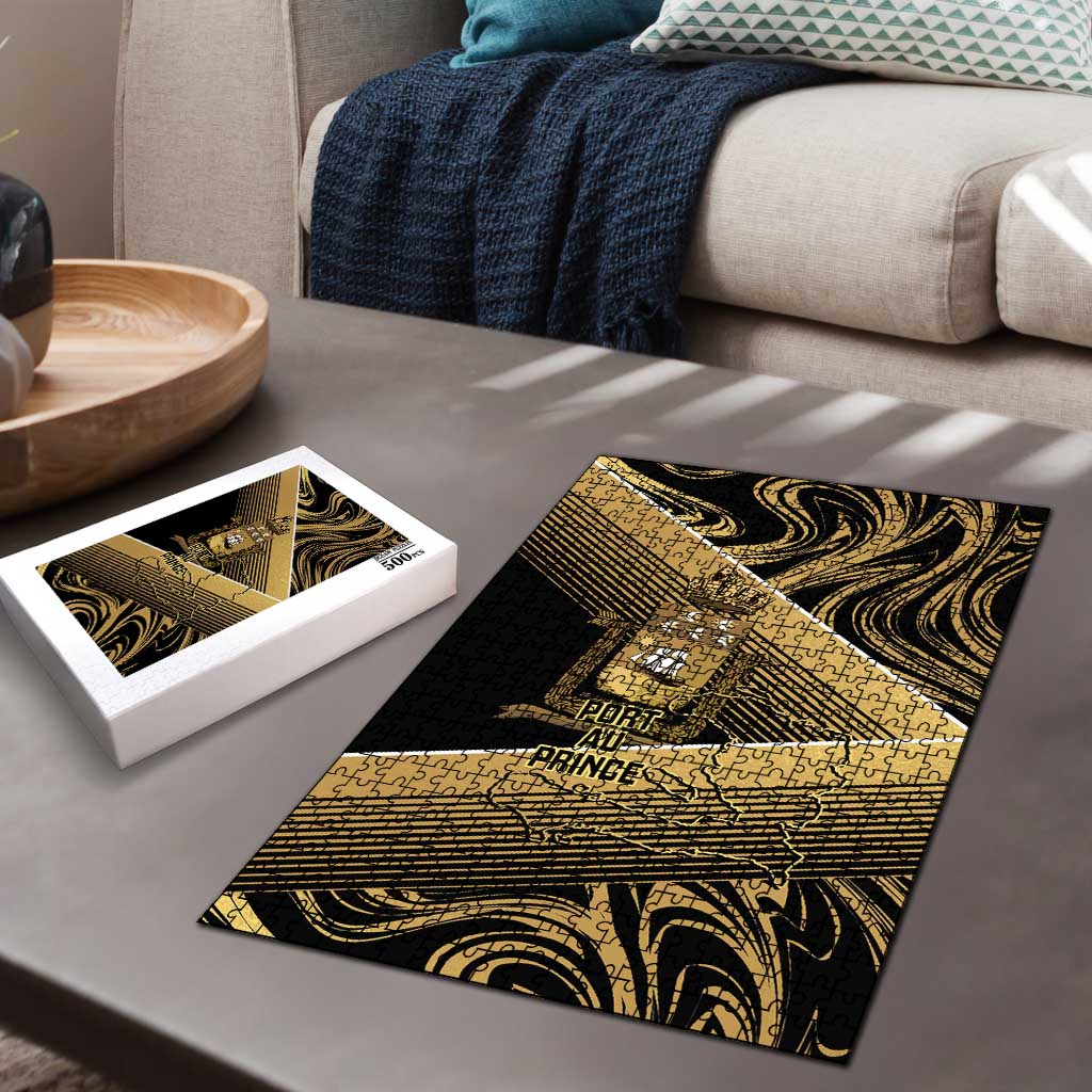 Port-au-Prince Afro-Haitians Puzzle Ayiti Map Pòtoprens Gold Color - Wonder Print Shop
