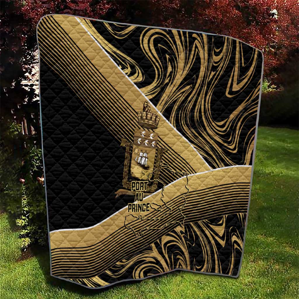 Port-au-Prince Afro-Haitians Quilt Ayiti Map Pòtoprens Gold Color - Wonder Print Shop