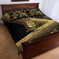 Port-au-Prince Afro-Haitians Quilt Bed Set Ayiti Map Pòtoprens Gold Color - Wonder Print Shop