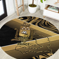 Port-au-Prince Afro-Haitians Round Carpet Ayiti Map Pòtoprens Gold Color - Wonder Print Shop