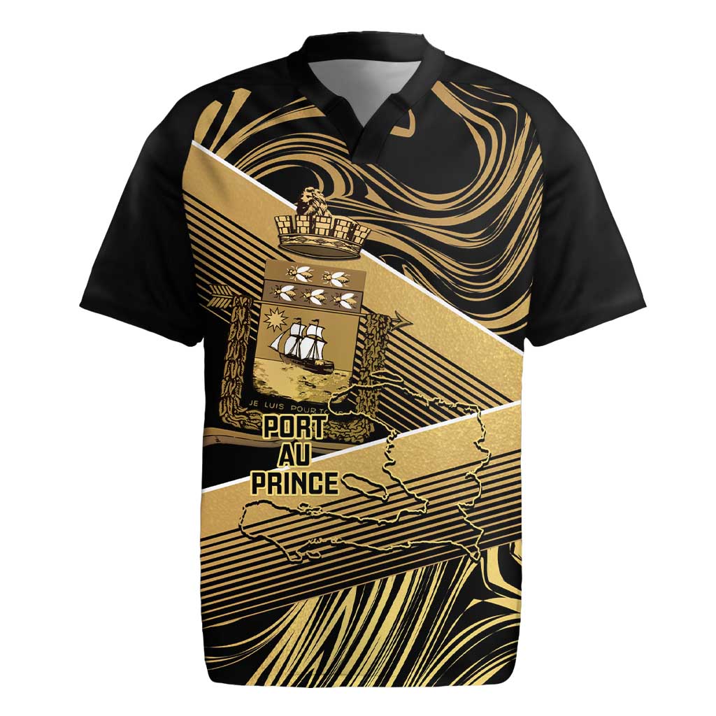 Port-au-Prince Afro-Haitians Rugby Jersey Ayiti Map Pòtoprens Gold Color LT14
