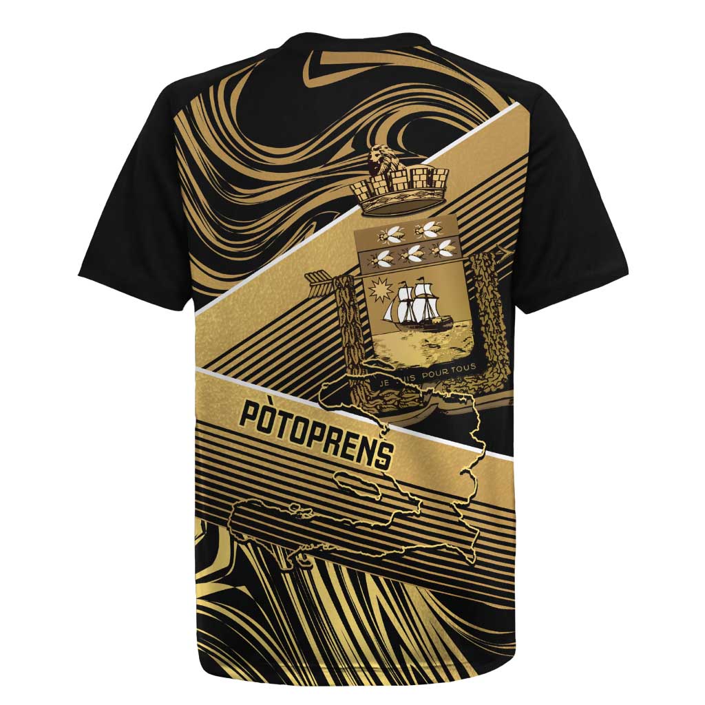 Port-au-Prince Afro-Haitians Rugby Jersey Ayiti Map Pòtoprens Gold Color LT14