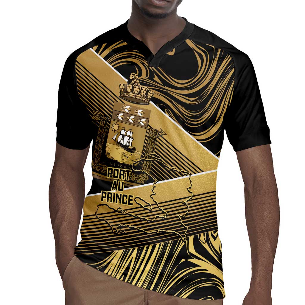 Port-au-Prince Afro-Haitians Rugby Jersey Ayiti Map Pòtoprens Gold Color LT14