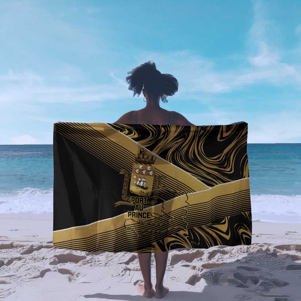 Port-au-Prince Afro-Haitians Sarong Ayiti Map Pòtoprens Gold Color - Wonder Print Shop
