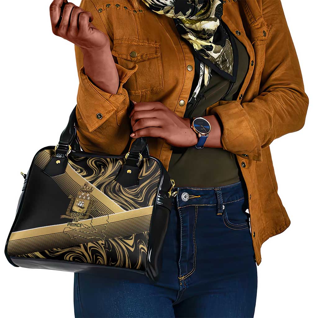 Port-au-Prince Afro-Haitians Shoulder Handbag Ayiti Map Pòtoprens Gold Color - Wonder Print Shop