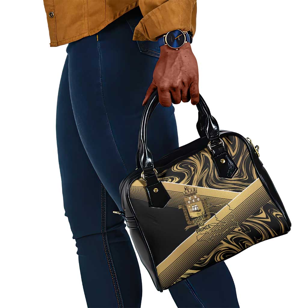 Port-au-Prince Afro-Haitians Shoulder Handbag Ayiti Map Pòtoprens Gold Color - Wonder Print Shop