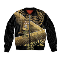 Port-au-Prince Afro-Haitians Sleeve Zip Bomber Jacket Ayiti Map Pòtoprens Gold Color - Wonder Print Shop