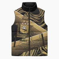 Port-au-Prince Afro-Haitians Sleeveless Puffer Jacket Ayiti Map Pòtoprens Gold Color - Wonder Print Shop