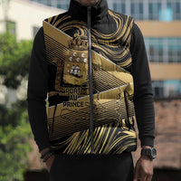 Port-au-Prince Afro-Haitians Sleeveless Puffer Jacket Ayiti Map Pòtoprens Gold Color - Wonder Print Shop