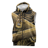 Port-au-Prince Afro-Haitians Sleeveless Zip Hoodie Ayiti Map Pòtoprens Gold Color - Wonder Print Shop