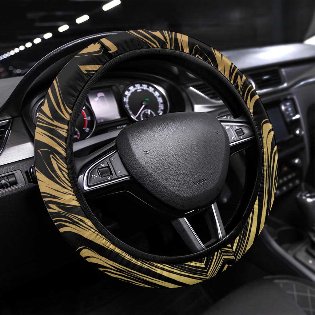 Port-au-Prince Afro-Haitians Steering Wheel Cover Ayiti Map Pòtoprens Gold Color - Wonder Print Shop