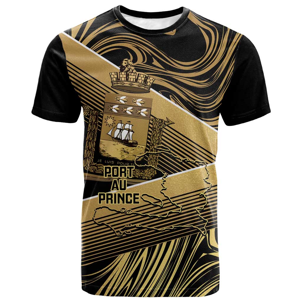 Port-au-Prince Afro-Haitians T shirt Ayiti Map Pòtoprens Gold Color LT14