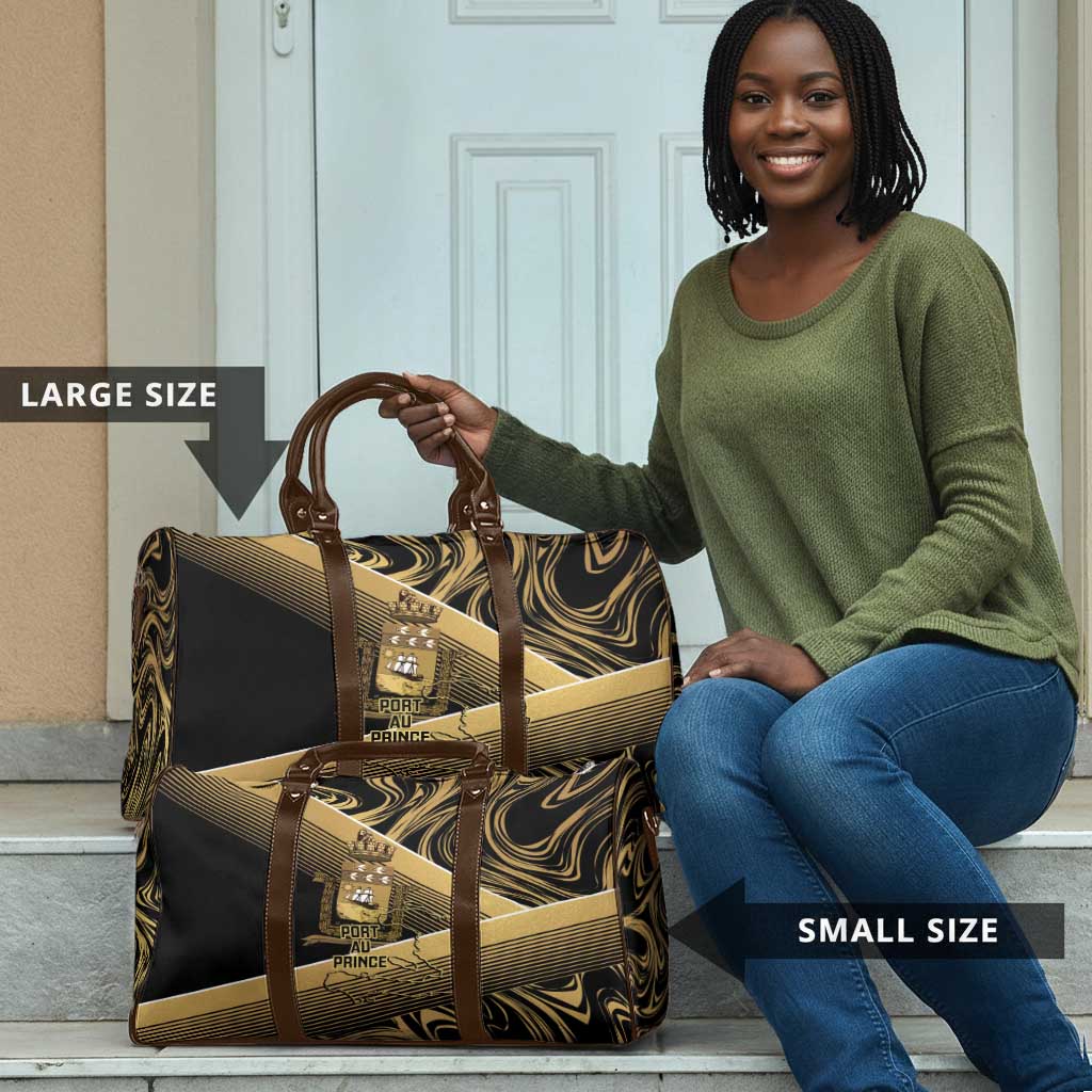 Port-au-Prince Afro-Haitians Travel Bag Ayiti Map Pòtoprens Gold Color - Wonder Print Shop