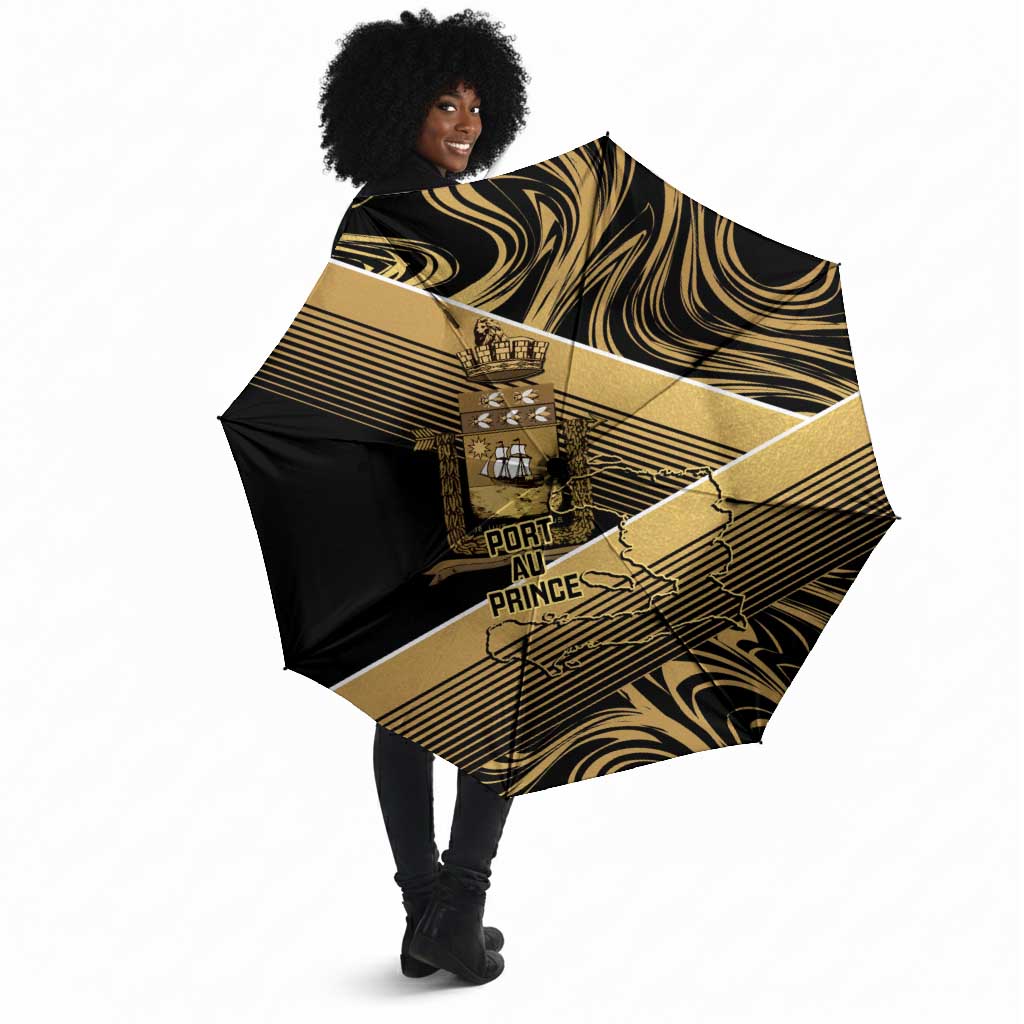 Port-au-Prince Afro-Haitians Umbrella Ayiti Map Pòtoprens Gold Color - Wonder Print Shop