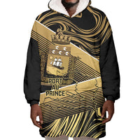 Port-au-Prince Afro-Haitians Wearable Blanket Hoodie Ayiti Map Pòtoprens Gold Color - Wonder Print Shop