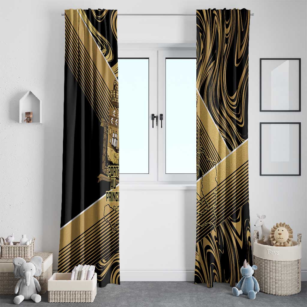 Port-au-Prince Afro-Haitians Window Curtain Ayiti Map Pòtoprens Gold Color - Wonder Print Shop