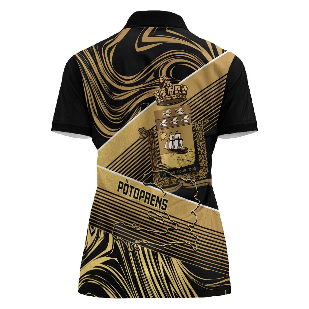 Port-au-Prince Afro-Haitians Women Polo Shirt Ayiti Map Pòtoprens Gold Color LT14