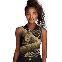 Port-au-Prince Afro-Haitians Women Sleeveless Polo Shirt Ayiti Map Pòtoprens Gold Color - Wonder Print Shop