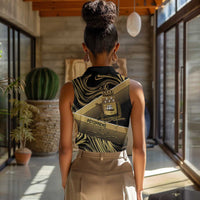 Port-au-Prince Afro-Haitians Women Sleeveless Polo Shirt Ayiti Map Pòtoprens Gold Color - Wonder Print Shop