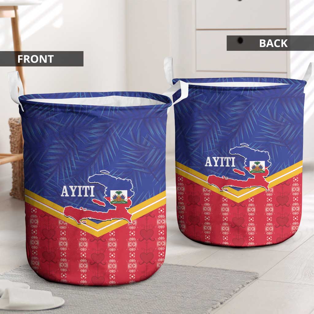 Afro-Haitians Laundry Basket Proud Ayiti Veve Vodou Royal Palm Leaves - Wonder Print Shop