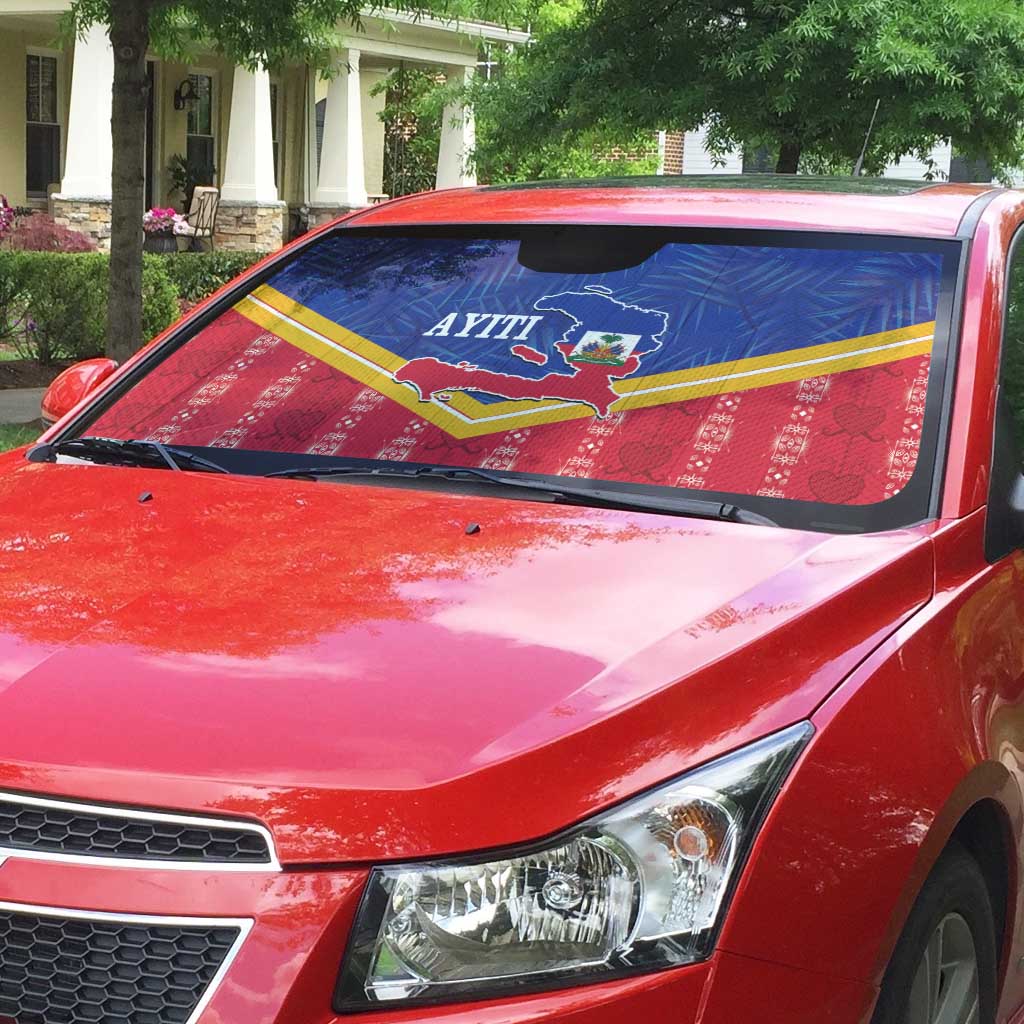 Afro-Haitians Auto Sun Shade Proud Ayiti Veve Vodou Royal Palm Leaves - Wonder Print Shop
