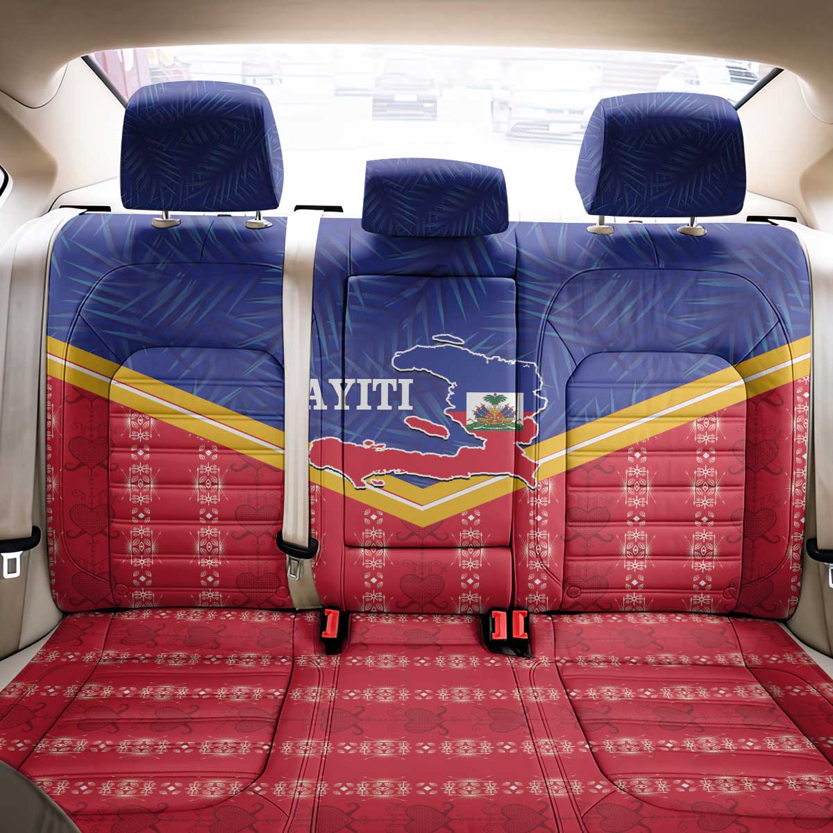 Afro-Haitians Back Car Seat Cover Proud Ayiti Veve Vodou Royal Palm Leaves - Wonder Print Shop