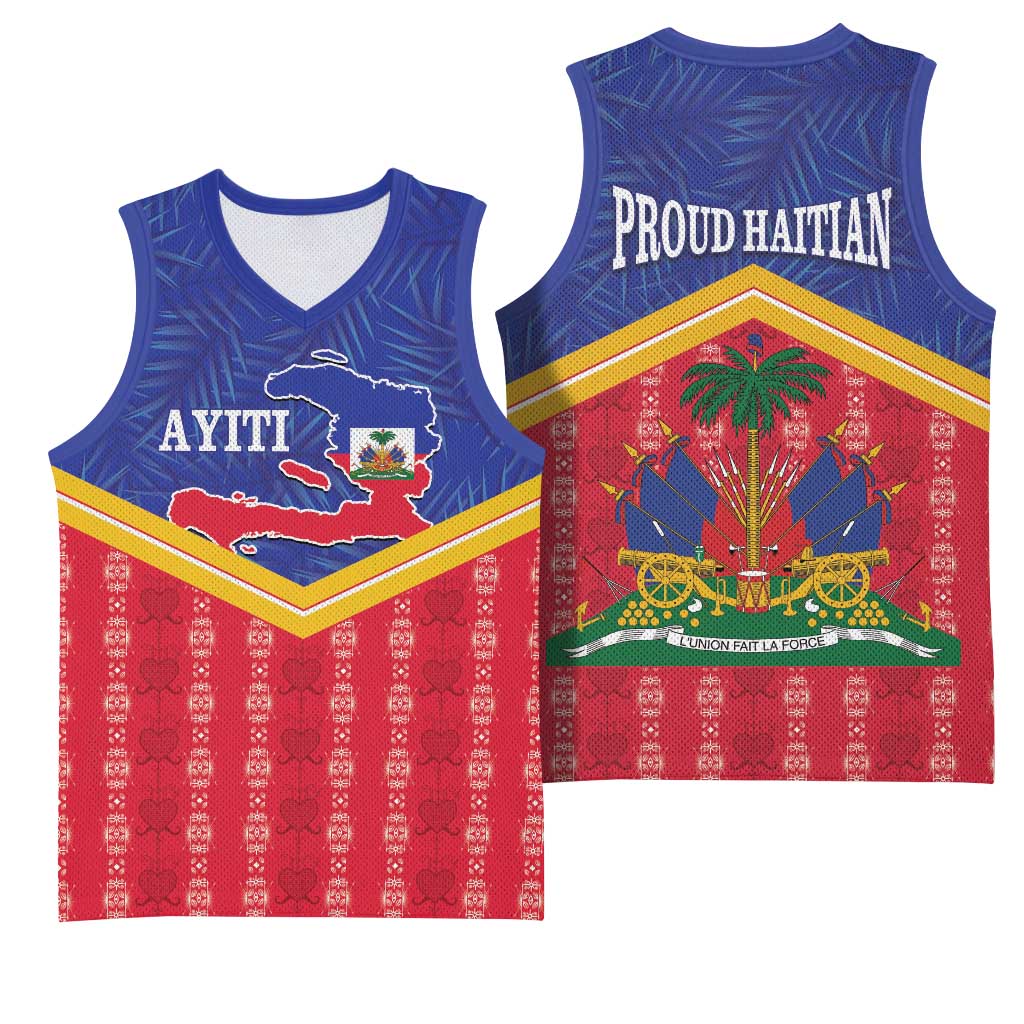 Afro-Haitians Basketball Jersey Proud Ayiti Veve Vodou Royal Palm Leaves - Wonder Print Shop