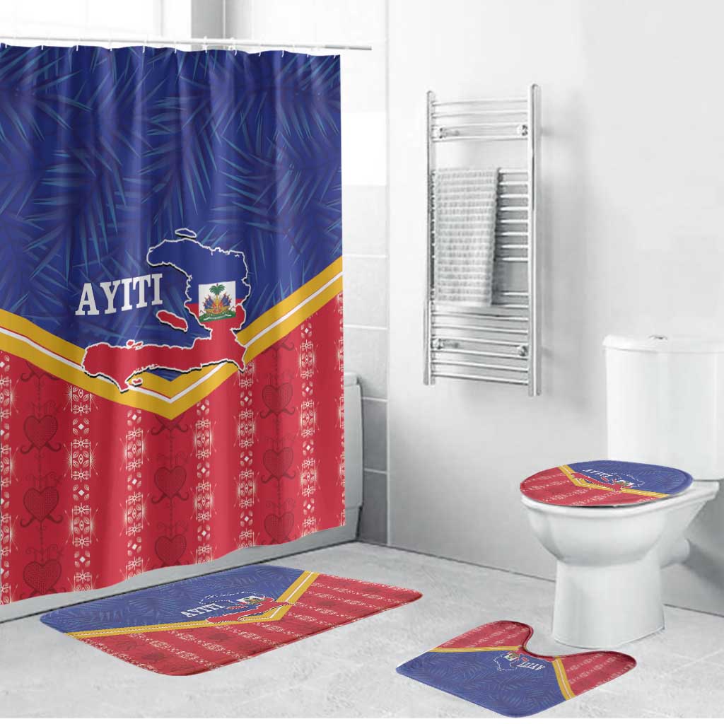 Afro-Haitians Bathroom Set Proud Ayiti Veve Vodou Royal Palm Leaves - Wonder Print Shop