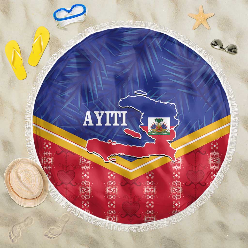 Afro-Haitians Beach Blanket Proud Ayiti Veve Vodou Royal Palm Leaves - Wonder Print Shop