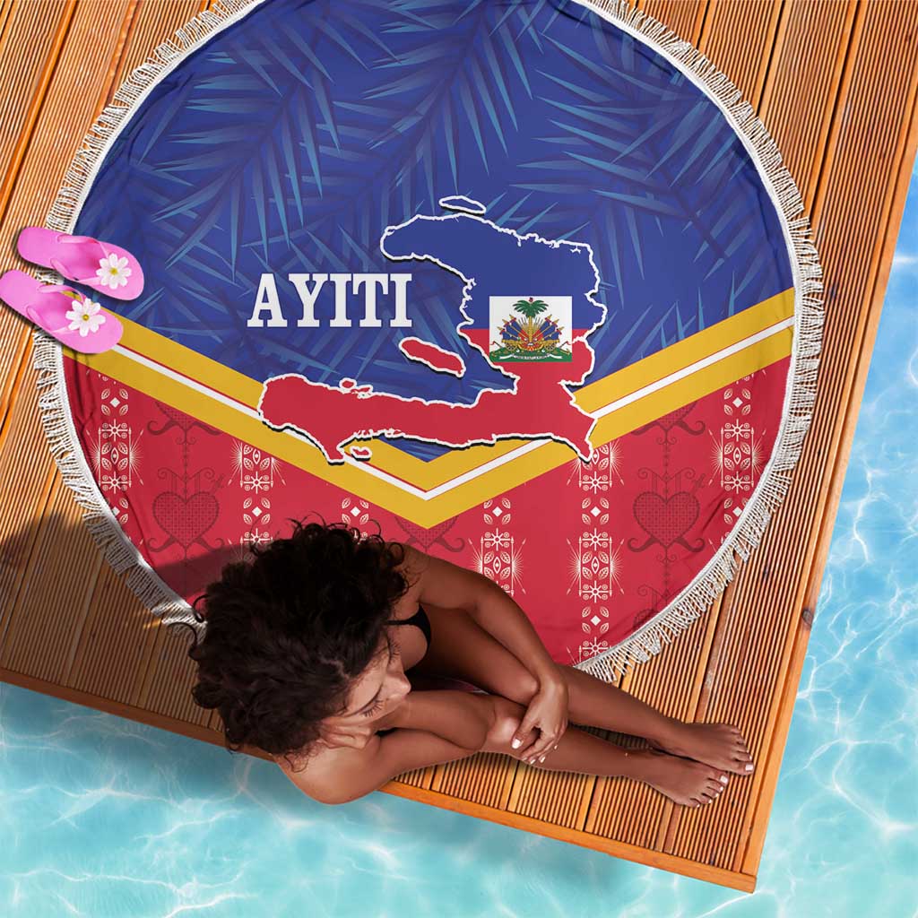 Afro-Haitians Beach Blanket Proud Ayiti Veve Vodou Royal Palm Leaves - Wonder Print Shop