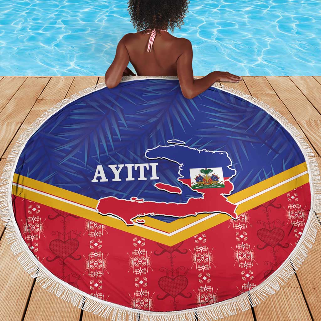Afro-Haitians Beach Blanket Proud Ayiti Veve Vodou Royal Palm Leaves - Wonder Print Shop