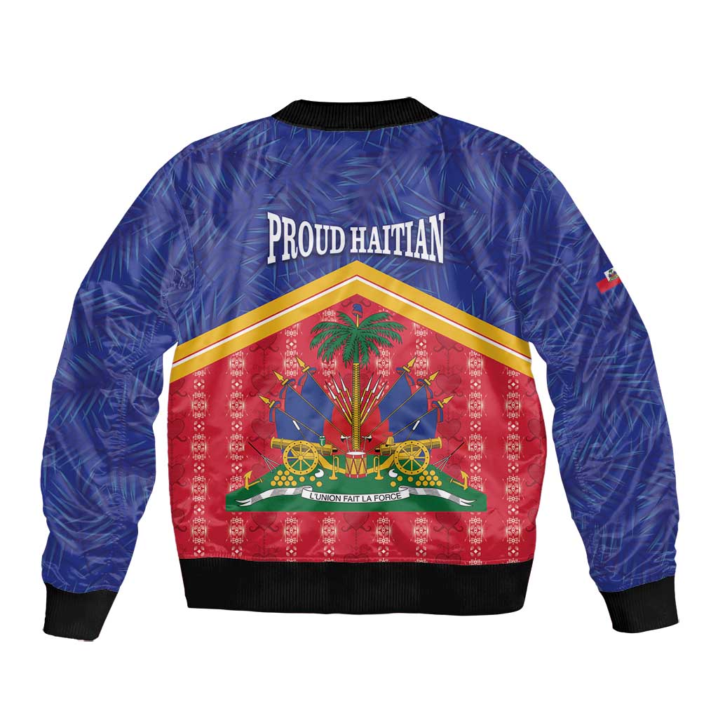 Afro-Haitians Bomber Jacket Proud Ayiti Veve Vodou Royal Palm Leaves - Wonder Print Shop