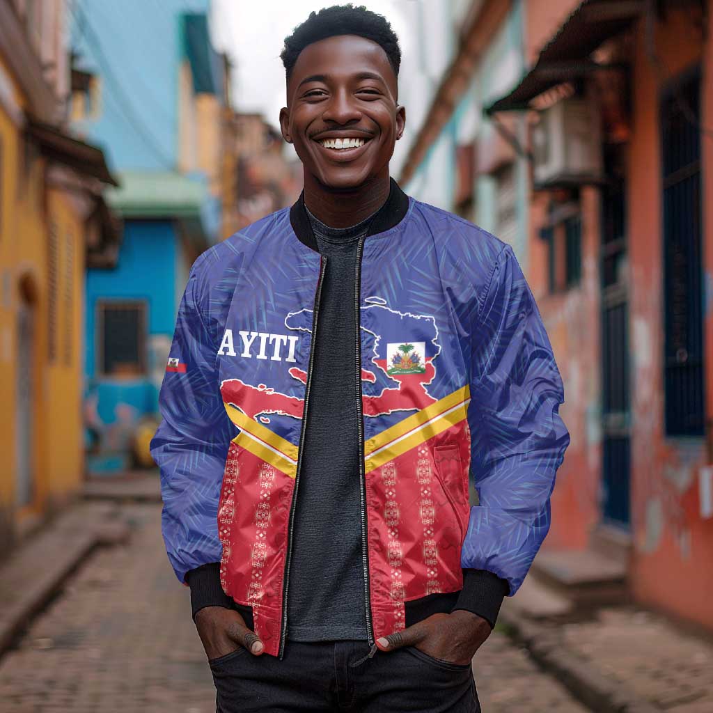 Afro-Haitians Bomber Jacket Proud Ayiti Veve Vodou Royal Palm Leaves - Wonder Print Shop
