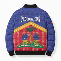 Afro-Haitians Bomber Puffer Jacket Proud Ayiti Veve Vodou Royal Palm Leaves - Wonder Print Shop