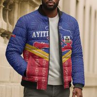 Afro-Haitians Bomber Puffer Jacket Proud Ayiti Veve Vodou Royal Palm Leaves - Wonder Print Shop