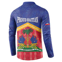Afro-Haitians Button Sweatshirt Proud Ayiti Veve Vodou Royal Palm Leaves