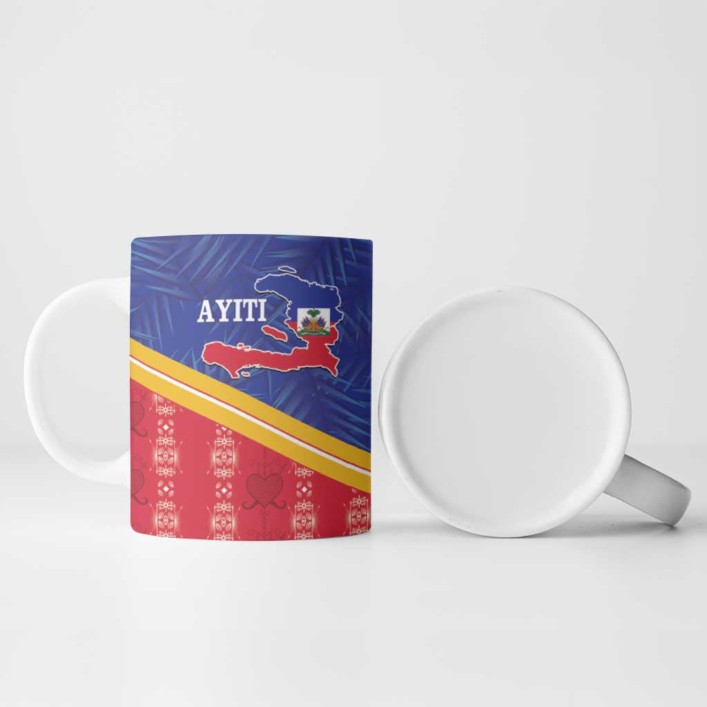 Afro-Haitians Ceramic Mug Proud Ayiti Veve Vodou Royal Palm Leaves - Wonder Print Shop