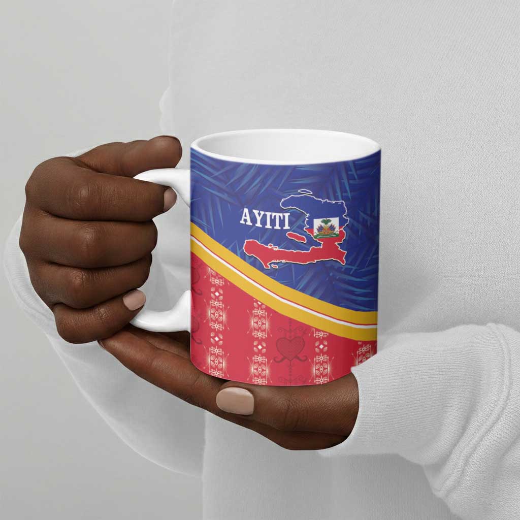 Afro-Haitians Ceramic Mug Proud Ayiti Veve Vodou Royal Palm Leaves - Wonder Print Shop