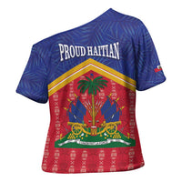 Afro-Haitians Cross Shoulder Shirt Proud Ayiti Veve Vodou Royal Palm Leaves - Wonder Print Shop
