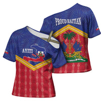 Afro-Haitians Cross Shoulder Shirt Proud Ayiti Veve Vodou Royal Palm Leaves - Wonder Print Shop