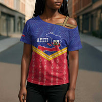 Afro-Haitians Cross Shoulder Shirt Proud Ayiti Veve Vodou Royal Palm Leaves - Wonder Print Shop
