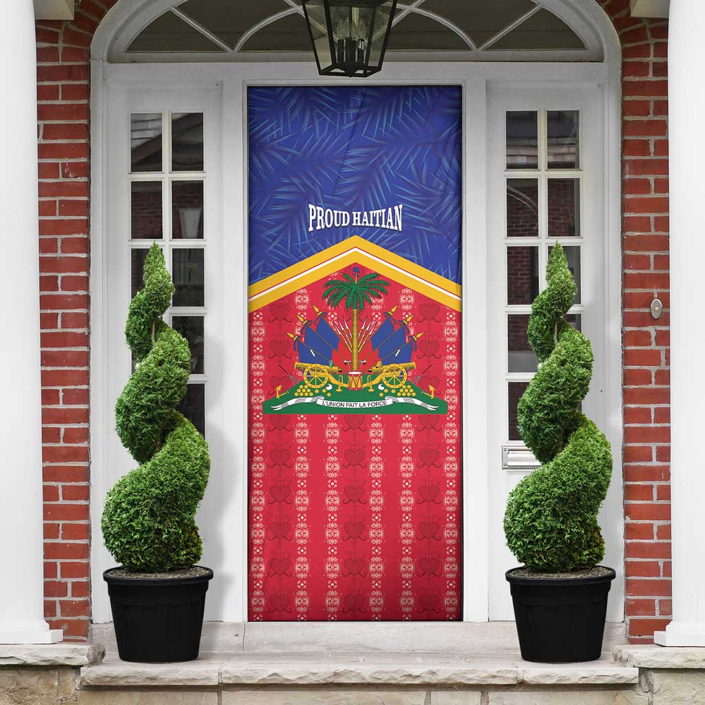 Afro-Haitians Door Cover Proud Ayiti Veve Vodou Royal Palm Leaves - Wonder Print Shop