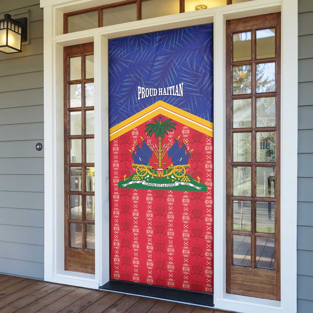 Afro-Haitians Door Cover Proud Ayiti Veve Vodou Royal Palm Leaves - Wonder Print Shop